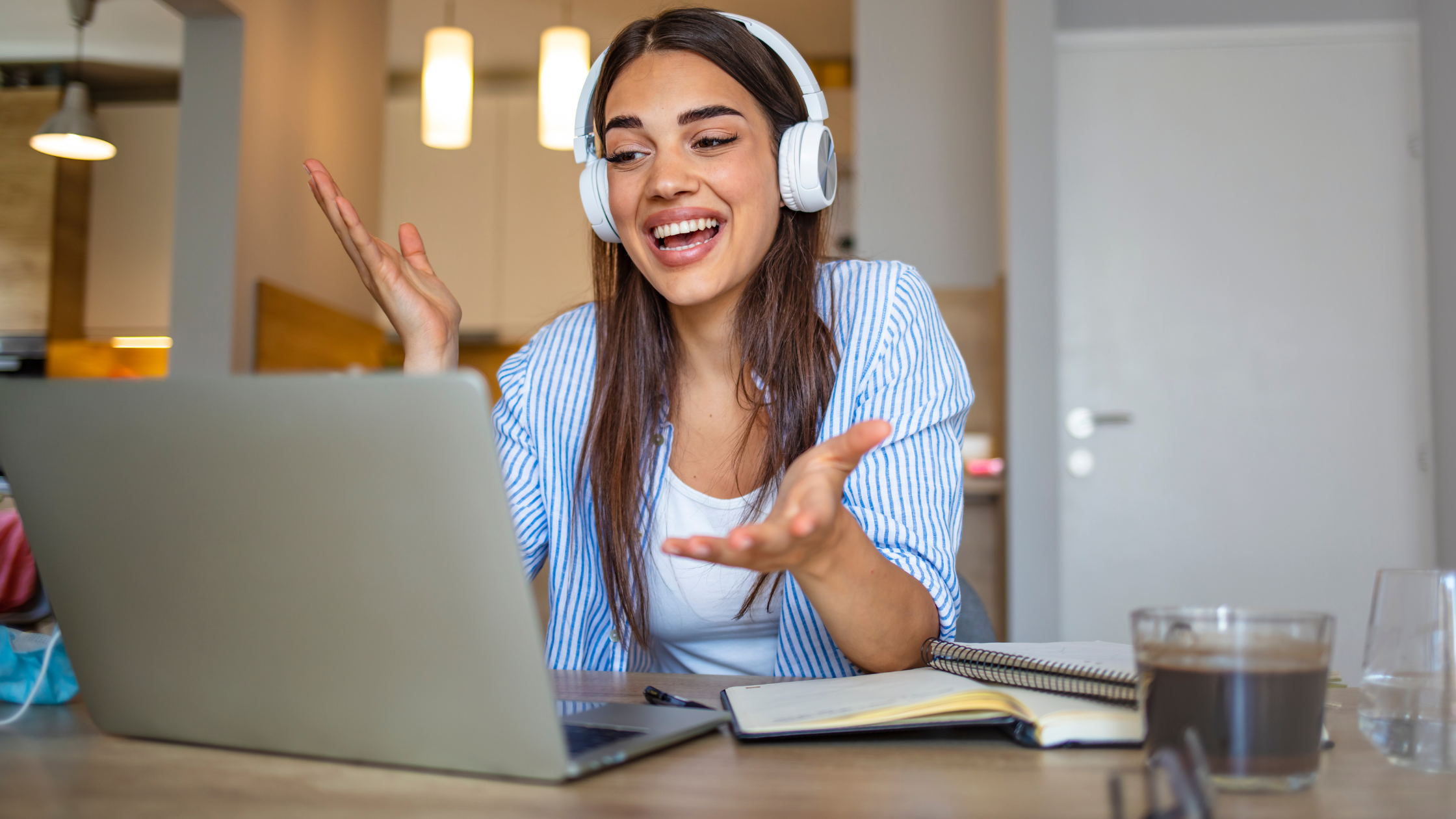 woman works at desk